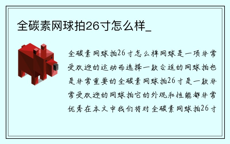 全碳素网球拍26寸怎么样_