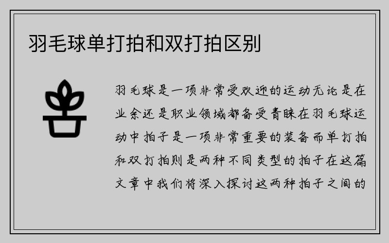 羽毛球单打拍和双打拍区别